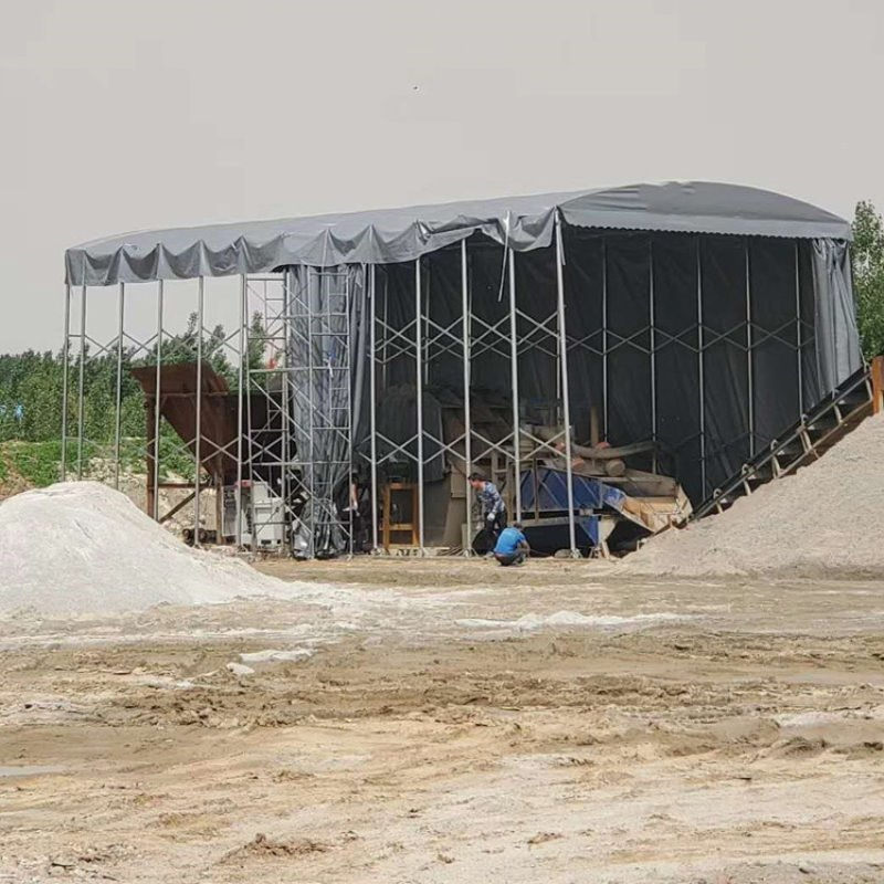 建桥手动推拉棚 地摊大排档伸缩棚 移动伸缩式箱梁蒸养棚