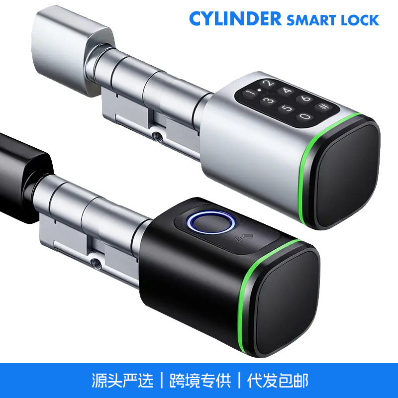 跨境入户木门门铝合金智能锁芯锁涂鸦通通密码指纹刷卡智能指纹锁