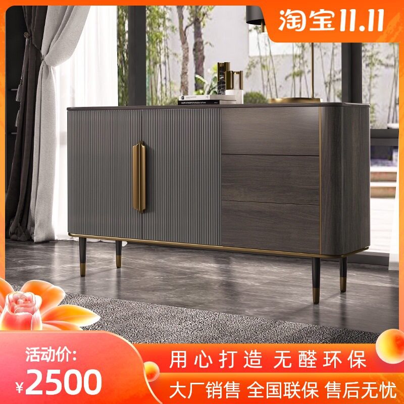 入户玄关轻奢美式置物架现代鞋柜一体家用餐边柜门厅柜隔断装饰柜