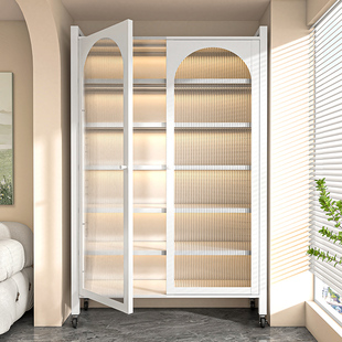 家用钢制置物柜阳台防尘收纳柜多层落地储物柜子一体靠墙铁艺鞋柜