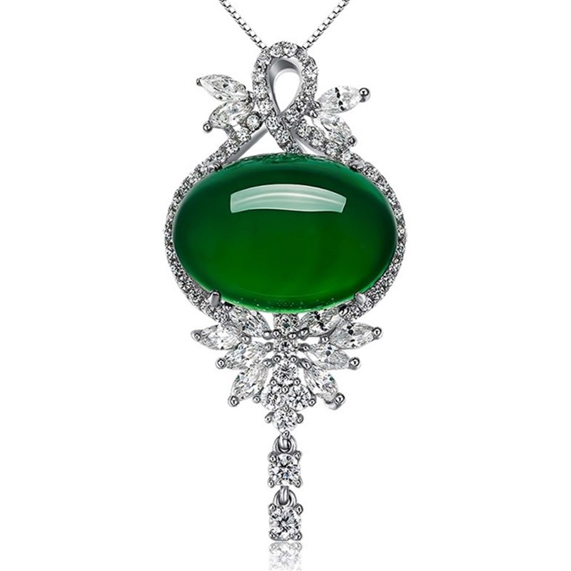 推荐mitation emerald agate green chalcedony pendant classic