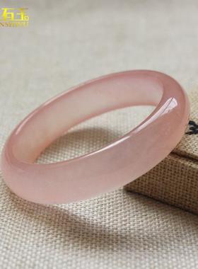 手镯子玉镯天然金丝玉粉色玛瑙冰种浅玉石玉器冰透戈壁石英岩直播