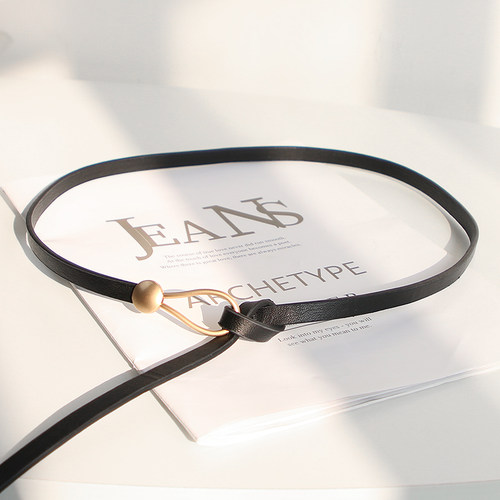 极速Metal Buckle Thin Belt Fashion Wild Women Leather Belt B