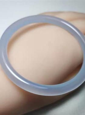 手镯叮当镯细玛瑙玉髓条天然女少女冰种圆玉镯冻蓝美人荔枝玉款仿