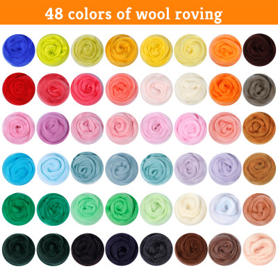 推荐Fenrry 48 Colors 5g/10g/20g/50g Wool Felt Fibre Soft Rov