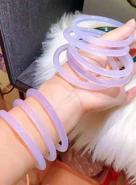 手镯镯玛瑙玉髓叮当冰淡紫女高紫罗兰款美人巴西首饰礼品天然条细