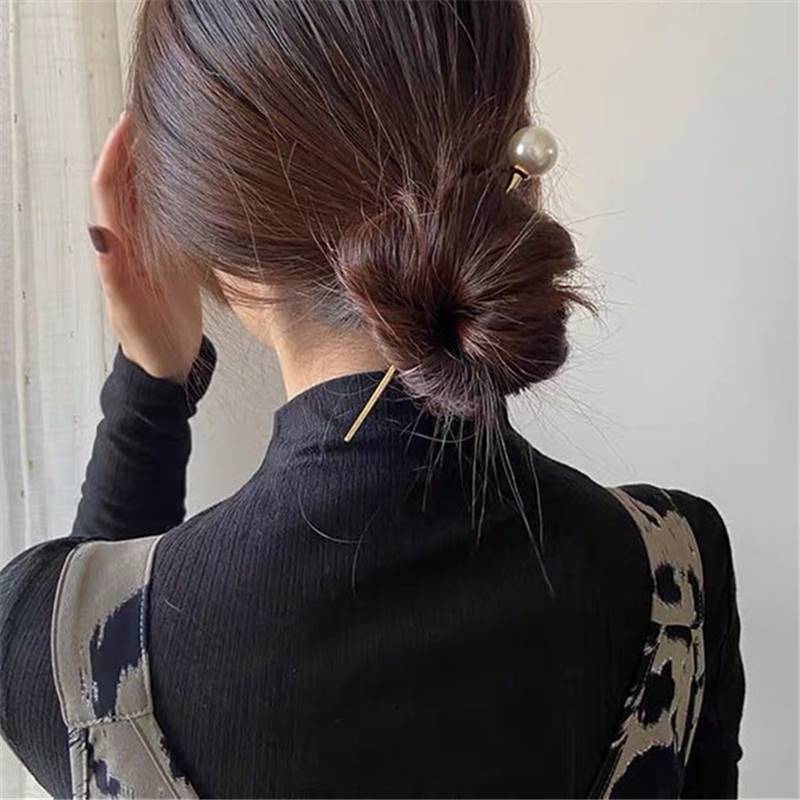 推荐Fashion Women Simulated Pearl Hairpins Metal Barrette Cl