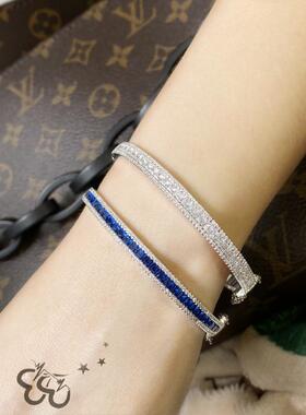 手镯钻彩色宝石手环18k扣镀锆石闪微镶箭搭璀璨油画冰糖八心轻奢