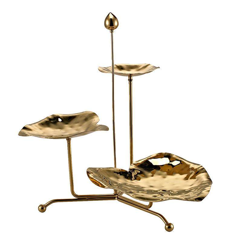 创意不锈钢三头点心架水果架果仁架酒店自助餐展示架小食茶歇冷餐