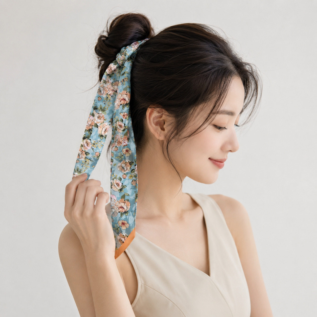 细窄长条小丝巾女春夏百搭多功能绑发绑包包装饰领巾发带飘带头饰
