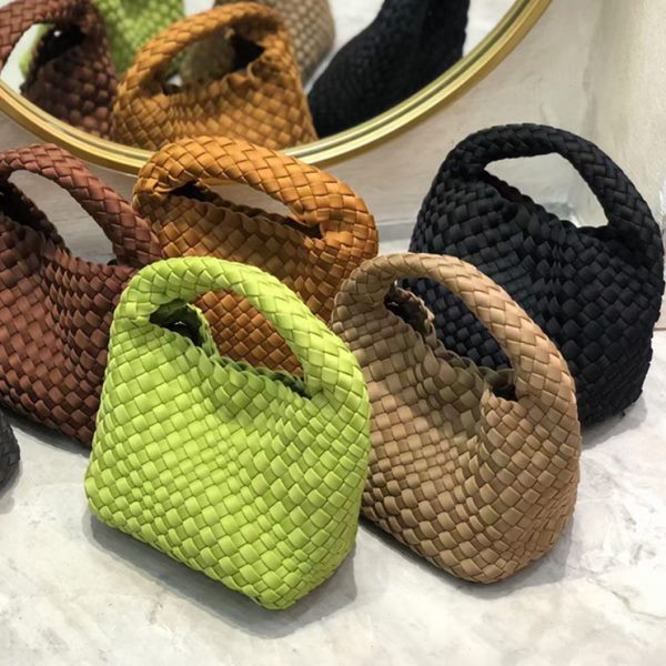 韩国缎面帆布手工编织包链条包女小众手提包迷你斜挎包小包手机包