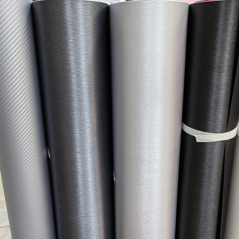 汽车改色膜拉丝黑贴纸 七彩碳纤膜银色贴膜货柜展示柜红色装饰贴