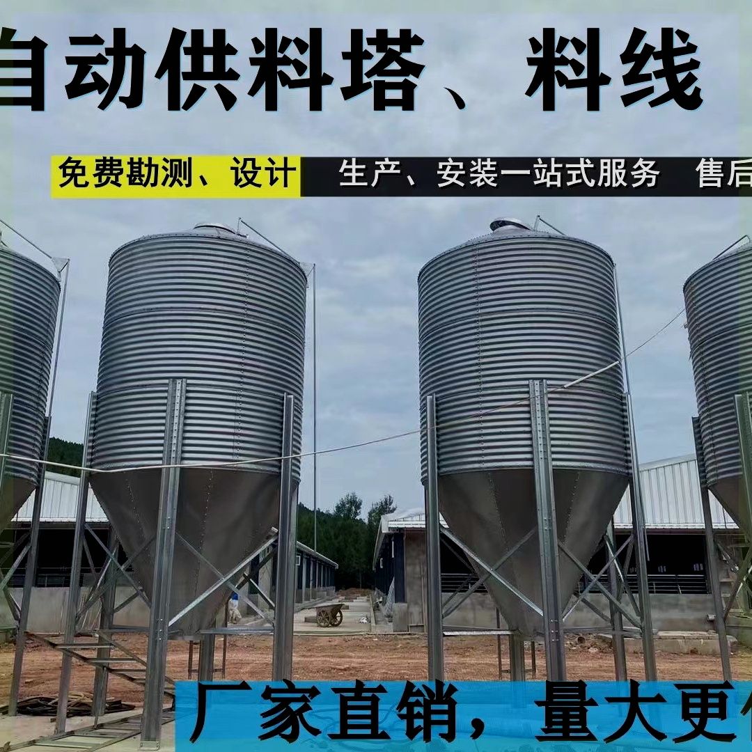 养殖场自动仓20吨料线配件全套家用料塔养猪场全套设备饲料