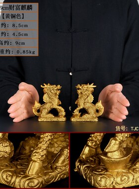 麒麟摆件一对黄铜客厅办公室乔迁店铺开业礼品大号铜.麒麟工艺品