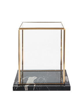 北欧式建筑摆件复古软装饰品客厅书房酒店会所工艺品玻璃框大理石