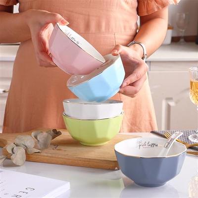 高颜值专用一家人米饭碗饭碗家用陶瓷碗套装5英寸碗吃饭餐具简约