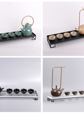 新中式陶瓷茶壶茶具装饰品样板间茶室客厅桌面软装禅意工艺品摆件