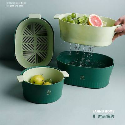 极速Nordic Vegetable Washing Basket Double Layer Home