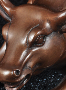 紫铜华尔街牛招财摆件铜牛家居客厅公司办公室装饰品乔迁开业礼品