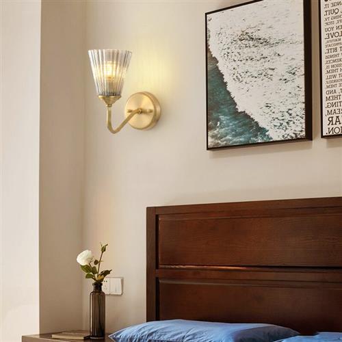 慕庭美式壁灯卧室床头灯全铜轻奢客厅背景墙楼梯过道欧式仿古新款