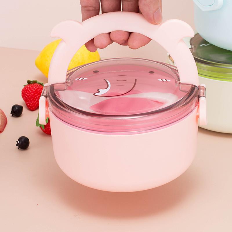 I可爱儿童春游郊游野餐盒双层便当盒饭盒可携式外带水果盒小学生