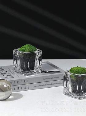 现代简约创意玻璃器摆件家居装饰品客厅酒柜电视桌玻璃盆景花摆设