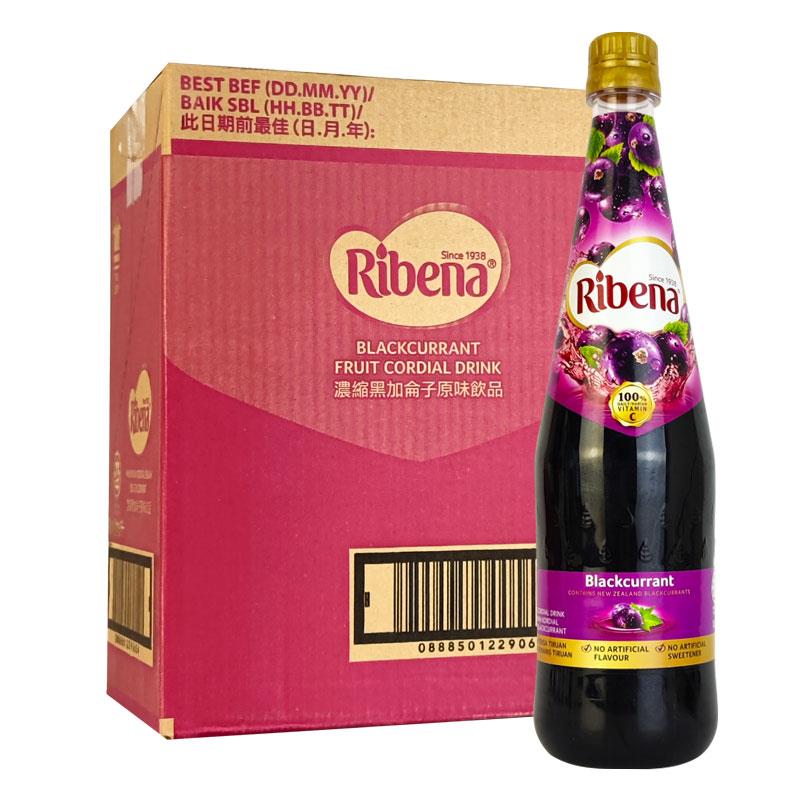 Ribena浓缩黑加仑子汁1L*6瓶黑加仑果汁草莓浓缩汁商用整箱