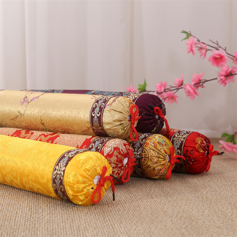 锦缎宫廷枕头中式枕套古典抱枕红木家具圆枕颈椎枕腰枕靠枕复古