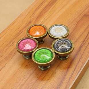 新款直销新中式彩色柜门拉手仿古铜家具五金拉手抽屉橱柜门扣手单