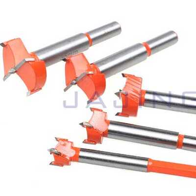 新款直销精品木工开孔器橘红色平翼钻底座挖槽5pc木工合金钻头套