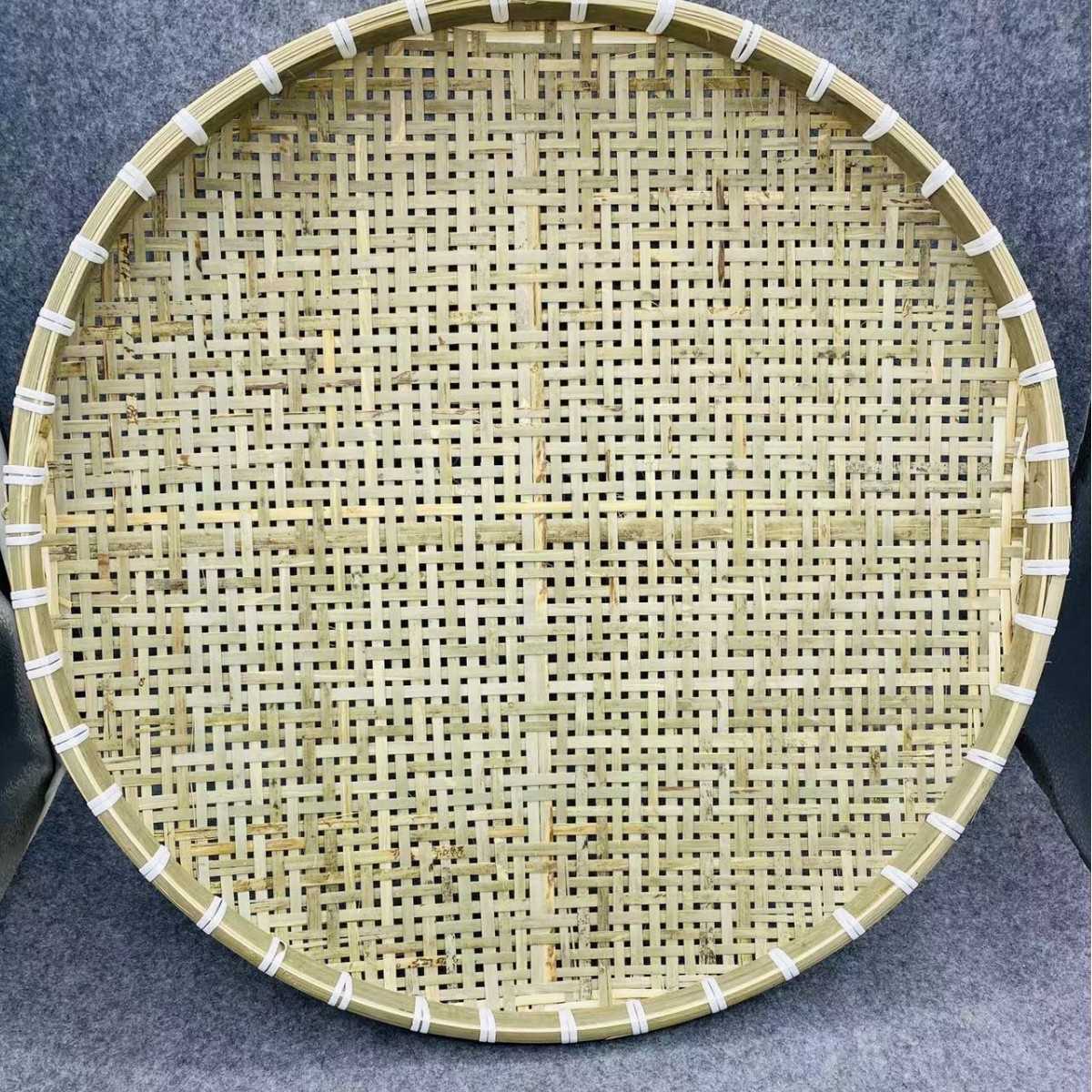 新款直销越南手工竹编竹筛子簸箕 有孔米筛 绘画装饰 竹匾环保竹