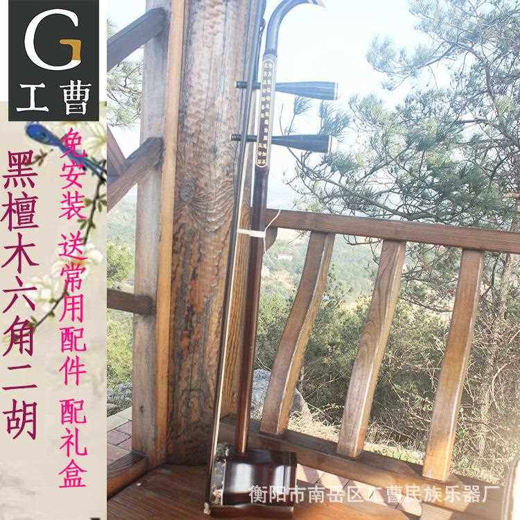 新款直销乐器六角二胡民族拉弦类黑檀专业初学送配件配礼盒礼盒装