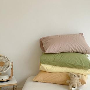 新款 直销全棉色织水洗棉枕芯套单件家用纯色60支纯棉枕头套48x74c