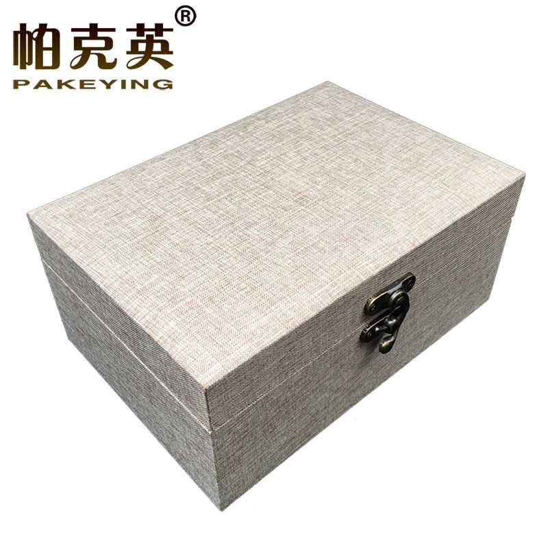 新款直销现货大号麻布锦盒 木质礼物盒礼品盒子 礼品包装盒包装箱