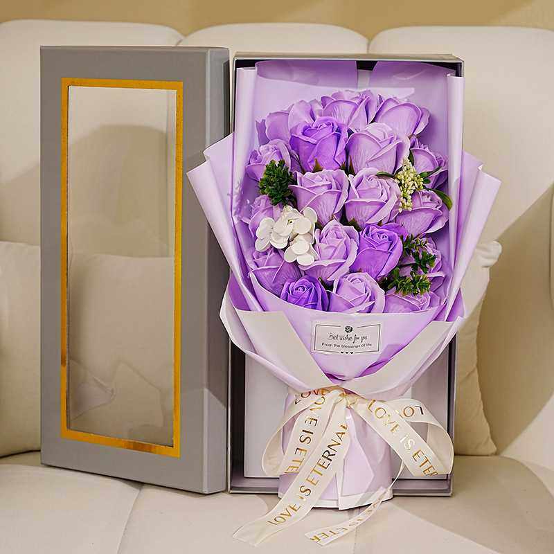 新款直销18朵玫瑰花香皂花束礼盒永生花创意礼品跨境亚马逊外贸情