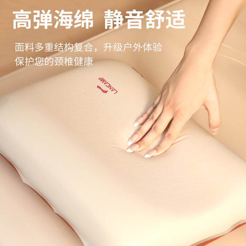 新款直销加厚绒布奶酪自动露营充气枕头户外u型枕便携式旅行枕户