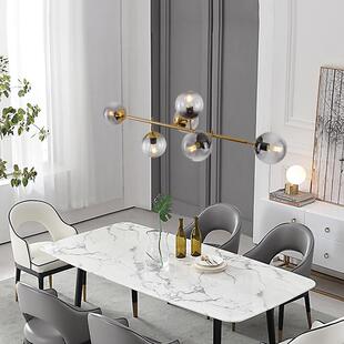 新款直销北欧设计师款长条吊灯样板房吊灯玻璃球创意分子网红吧台