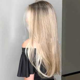 新款直销特惠wish亚马逊欧美女士假发中分染色金发假发直发渐变现