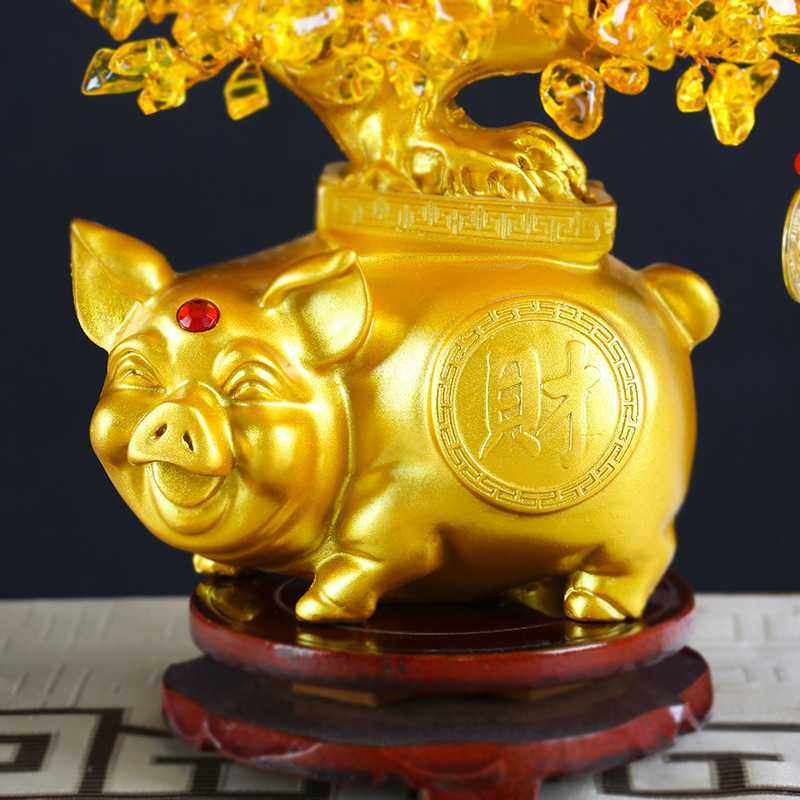 新款直销黄水晶招财猪发财树电视柜摆设家居客厅装饰品摆件创意招,家居饰品,装饰摆件,淘宝优惠券,粉丝福利购,淘宝优惠卷
