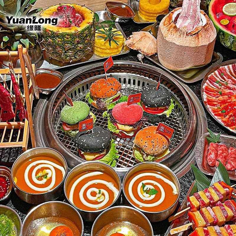 新款直销下排烟碳烤炉商用韩式烤肉炉大号镶嵌式碳烤炉不锈钢烧烤