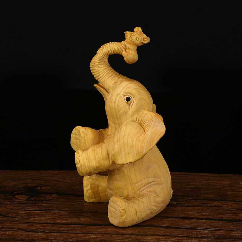 新款直销黄杨木雕大象创意实木招财车摆件雕刻工艺品文玩手把件福,家居饰品,木雕,淘宝优惠券,粉丝福利购,淘宝优惠卷