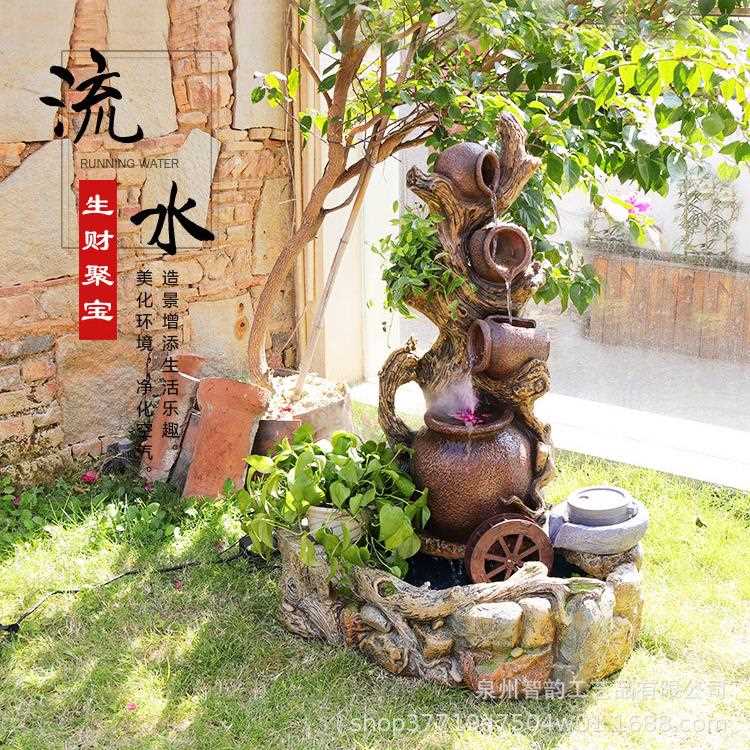 新款直销欧式假山鱼池流水摆件招财落地办公室客厅庭院造景装饰品