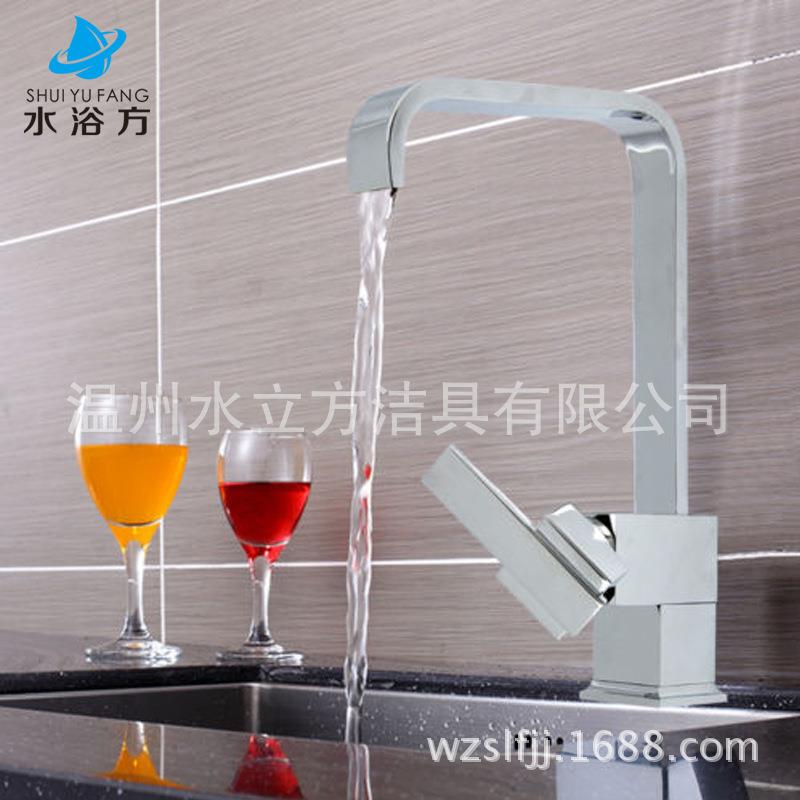 新款直销加高直杠全铜单孔厨房水槽冷热水龙头洗菜盆龙头可旋转洗