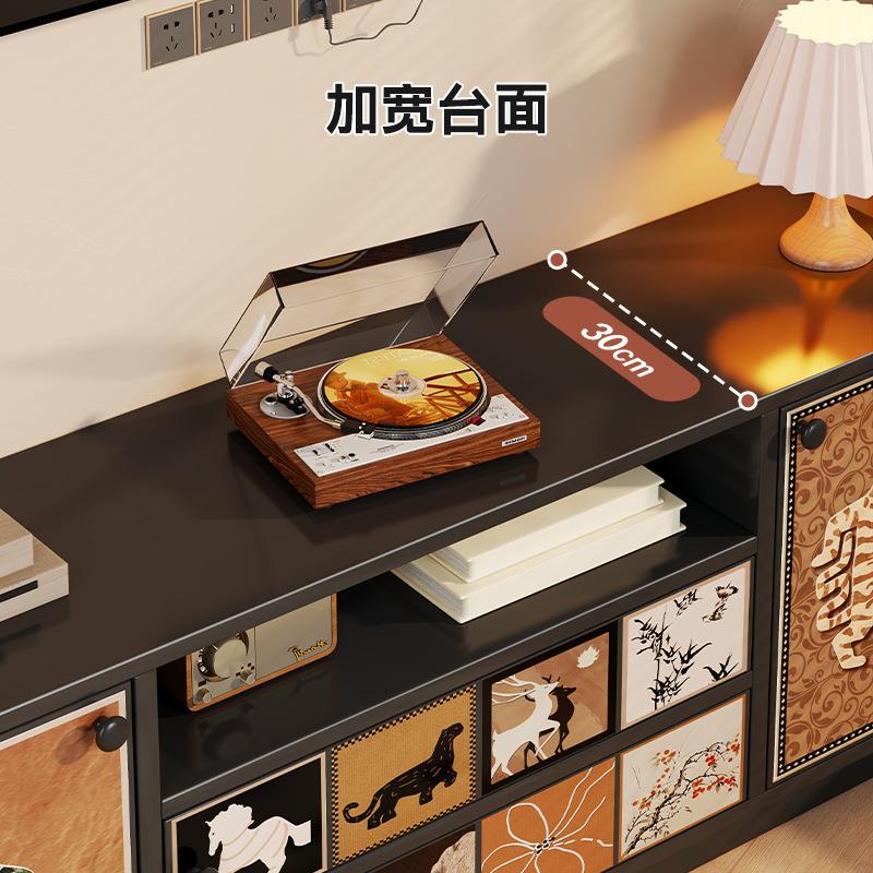 中古风电视柜客厅家用落地收纳储物柜子小户型茶几置物架一体边柜