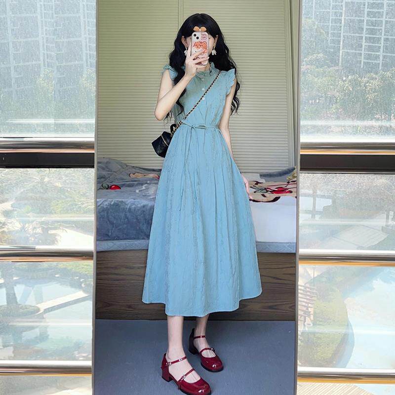 欧洲站夏季新款法式复古轻奢高级感小清新别致气质收腰显瘦连衣裙