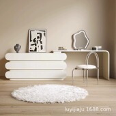 奶油实木烤漆梳妆台卧室新款 斗柜一体化妆桌高级感转角轻奢ins风