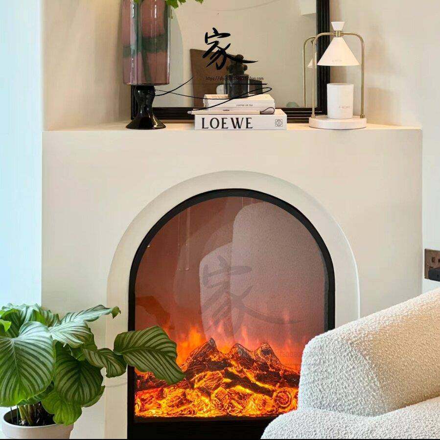 #轻法式奶油风转角壁炉复古实木三角角落壁炉装饰柜艺术拐角玄关