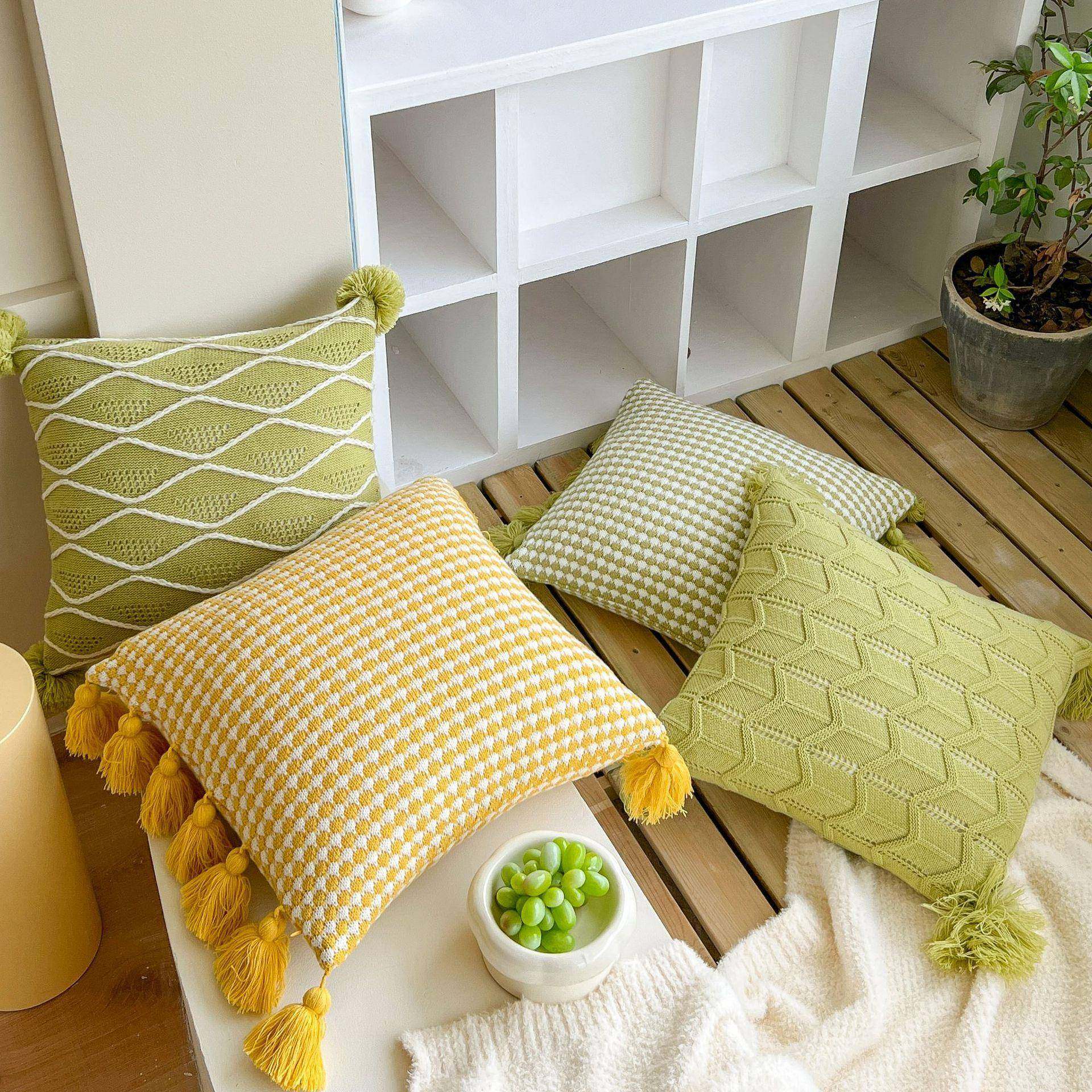 新品ins风针织抱枕套沙发抱枕靠垫办公室腰枕家居枕头,居家布艺,抱枕被,淘宝优惠券,粉丝福利购,淘宝优惠卷