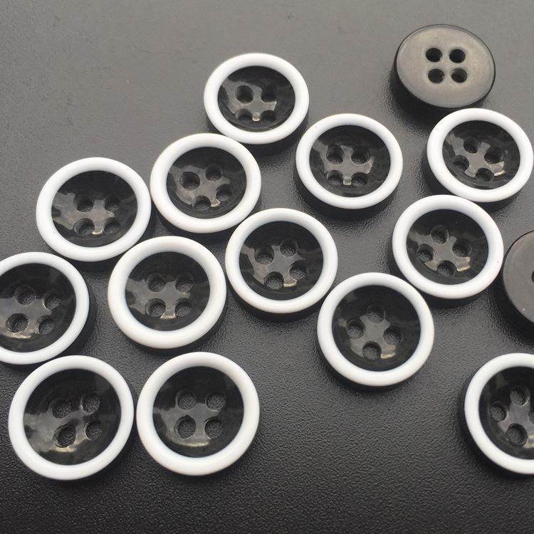 四眼树脂纽扣衬衫POLO纽扣男女时装扣子黑底白边碗型凹钮扣,纺织面料/辅料/配套,服装纽扣,淘宝优惠券,粉丝福利购,淘宝优惠卷