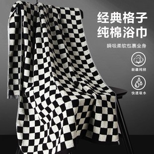 LISA 全棉洗澡裹巾大毛巾 TAYLOR 棋盘格浴巾女家用纯棉吸水新款